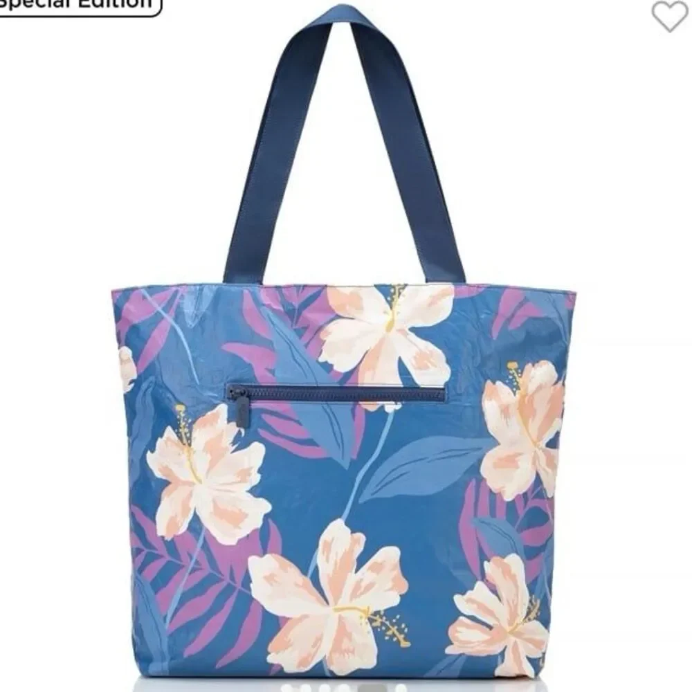 Aloha Collection Day Tripper Tote Bag Adrift Serene Hibiscus Floral Print Blue